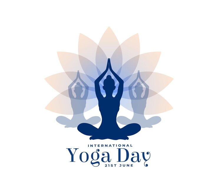 Vecteur gratuit le 21 juin, jour du yoga, fond blanc avec une fleur de lotus.