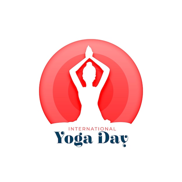 Vecteur gratuit 21 juin journée internationale de fond de yoga dans un style papier