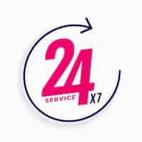 Vecteur gratuit 24 heures et 7 jours toujours ouvert affiche de service