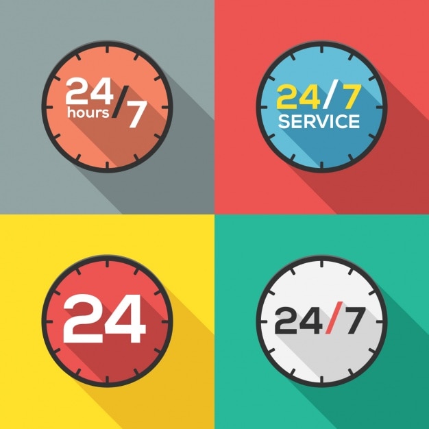 Vecteur gratuit 24 heures de collecte de logos de service