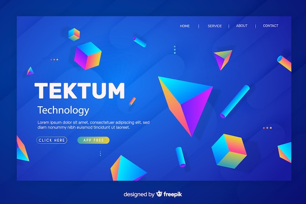 3d Landing Page Géométrique Multicolore