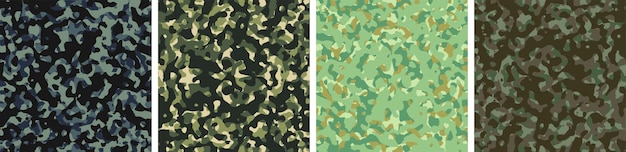 Vecteur gratuit 4 fond camouflage set pattern design illustration vectorielle toile de fond armée