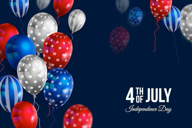 Vecteur gratuit 4 juillet réaliste - fond de ballons pour la fête de l'indépendance