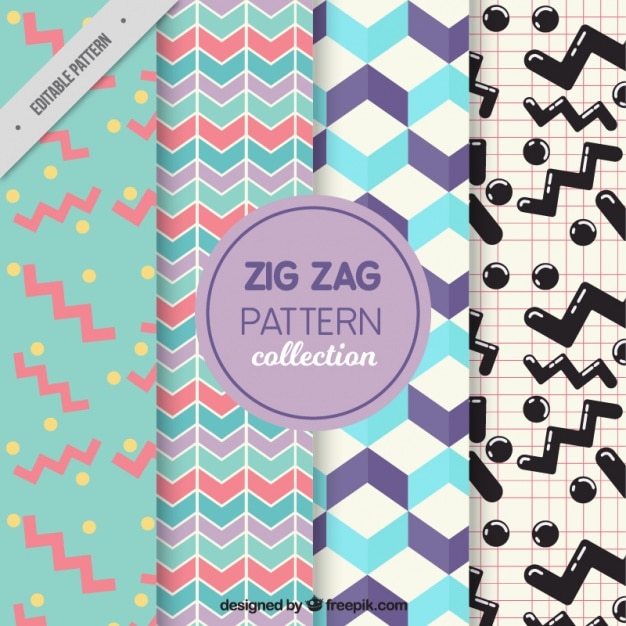 Vecteur gratuit 4 zig zag motifs