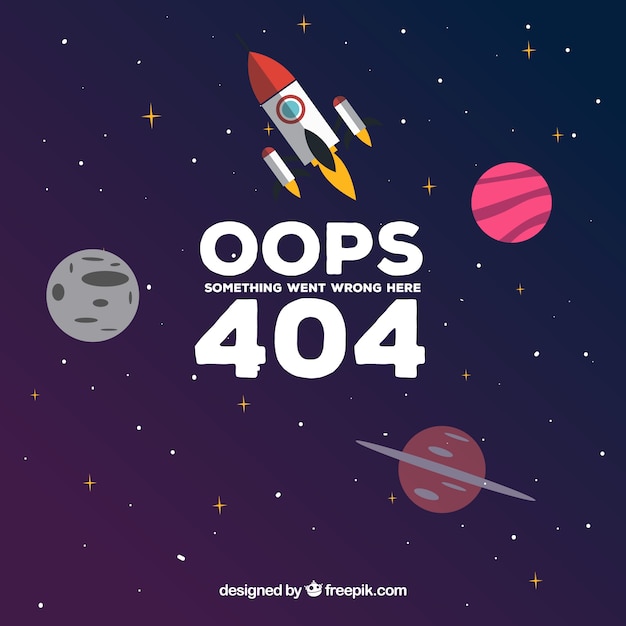 Vecteur gratuit 404 conception d'erreur avec fusée