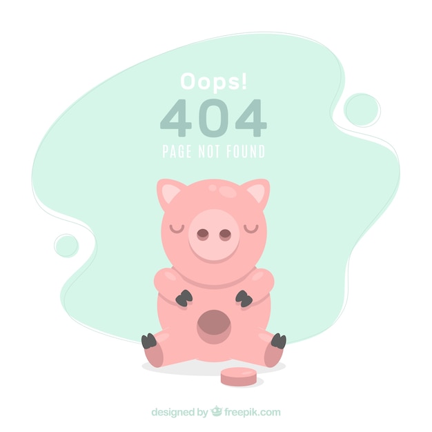 404 Fond D'erreur Avec La Tirelire Dans Un Style Plat
