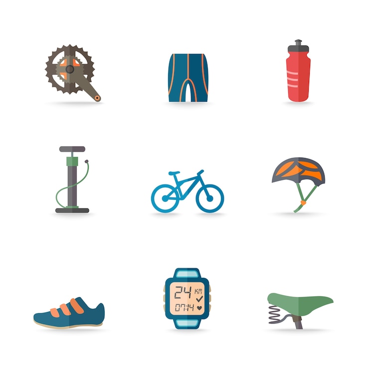 Vecteur gratuit 9 icônes de vélo