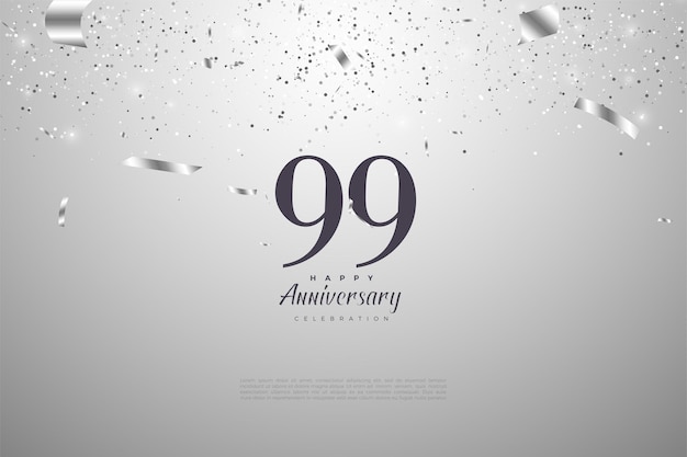 99e anniversaire avec des chiffres sur fond argenté