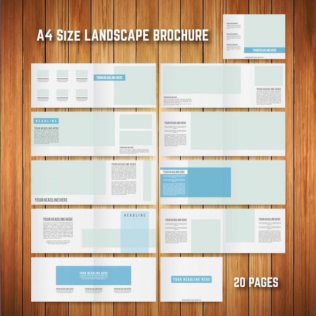 Vecteur gratuit a4 taille brochure paysage modèle
