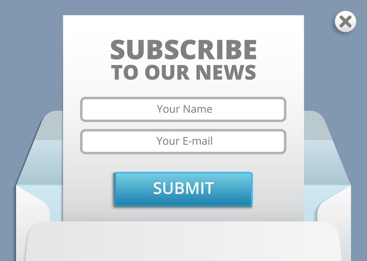 Vecteur gratuit abonnez-vous au modèle de formulaire web et d'application de la newsletter