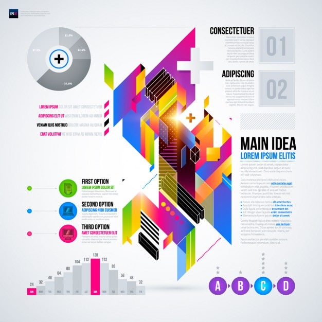 Vecteur gratuit abstract 3d infographique dans un style coloré