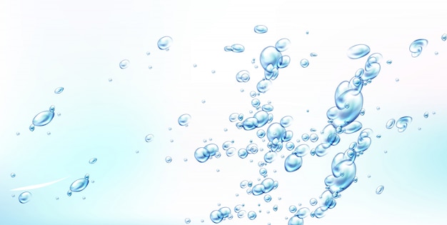 Abstrait avec des bulles d'air sur l'eau bleue
