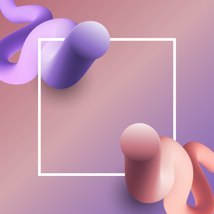 Vecteur gratuit abstrait avec cadre blanc et formes 3d