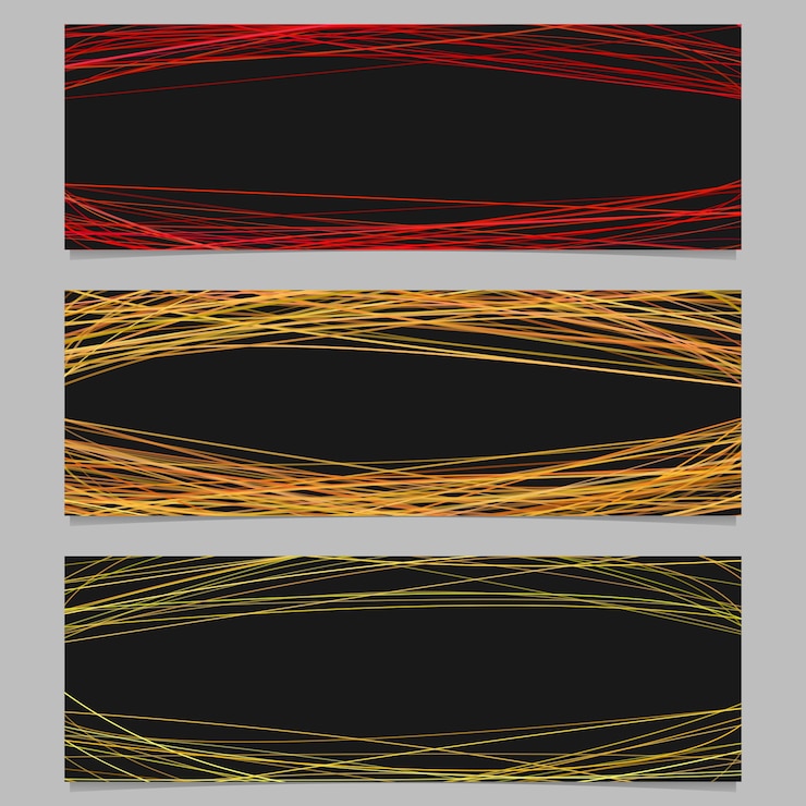 Vecteur gratuit abstrait ensemble de conception de modèle de fond de bannière - illustration vectorielle avec rayures aléatoires sur fond noir
