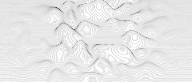 Vecteur gratuit abstrait avec des formes de lignes déformées sur fond blanc ondes de lignes sonores monochromes