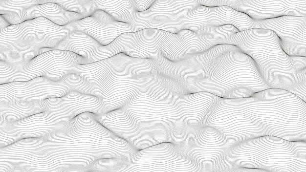 Abstrait avec des formes de lignes déformées sur fond blanc Ondes de lignes sonores monochromes