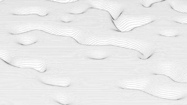 Vecteur gratuit abstrait avec des formes de lignes déformées sur fond blanc ondes de lignes sonores monochromes