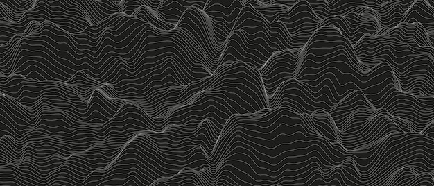 Abstrait avec des formes de lignes déformées sur fond noir