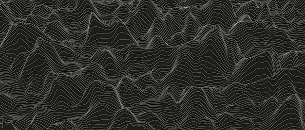 Abstrait avec des formes de lignes déformées sur fond noir