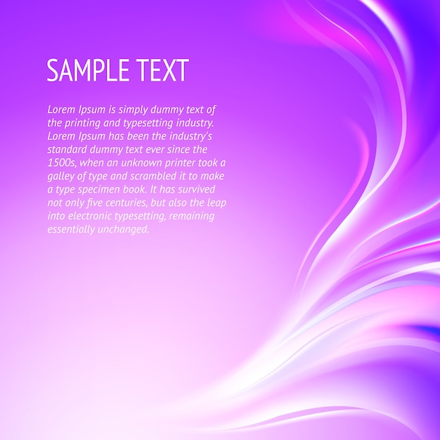 Vecteur gratuit abstrait de lignes violettes lisses avec exemple de modèle de texte