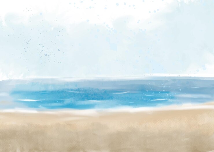 Vecteur gratuit abstrait peint à la main à l'aquarelle paysage de scène de plage minimale