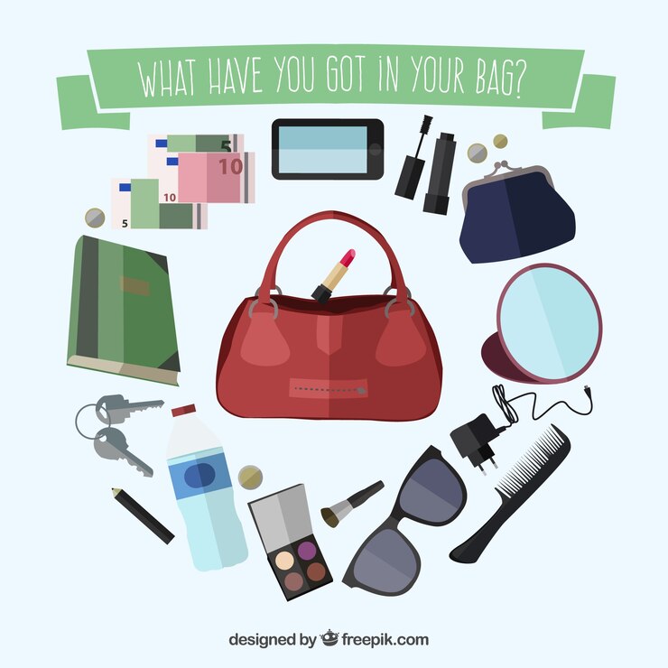 Vecteur gratuit accessoires dans le sac