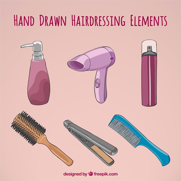 Vecteur gratuit accessoires dessinés à la main pour la coiffure