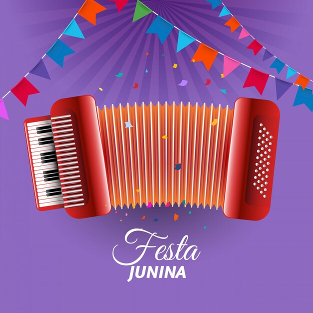 Accordéon Festa Junina orné de fanions