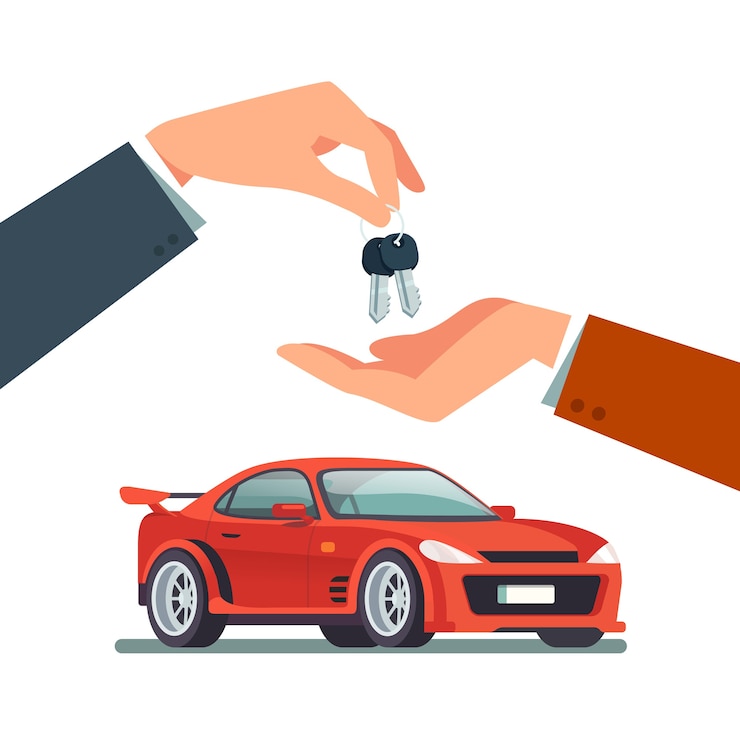 Vecteur gratuit achat, location d&#39;une voiture de sport rapide ou nouvelle