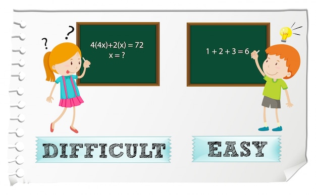 Adjectifs Opposés Difficiles Et Faciles