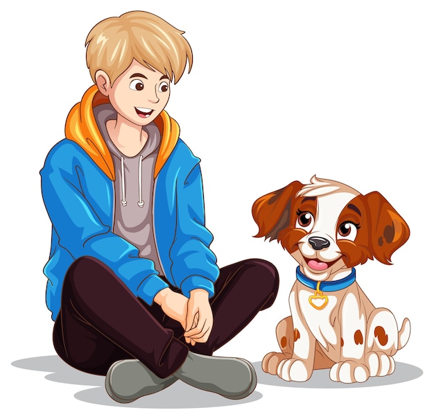 Un adolescent avec son chien