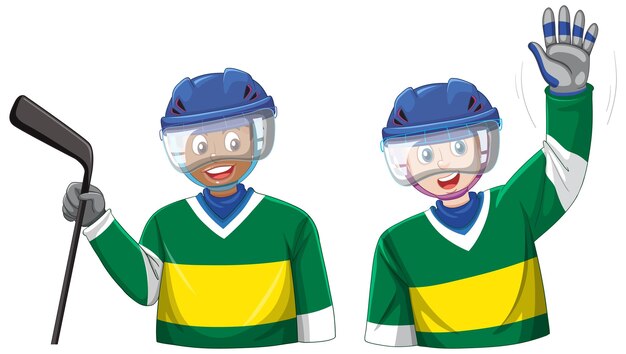 Vecteur gratuit adolescents en uniforme de hockey