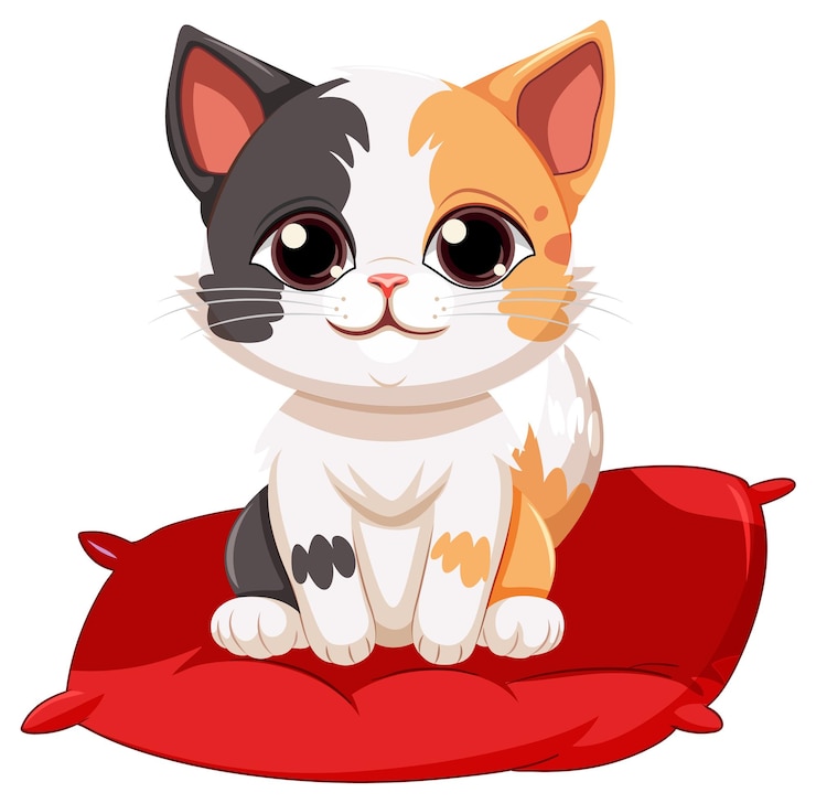 Vecteur gratuit adorable chat assis sur un coussin