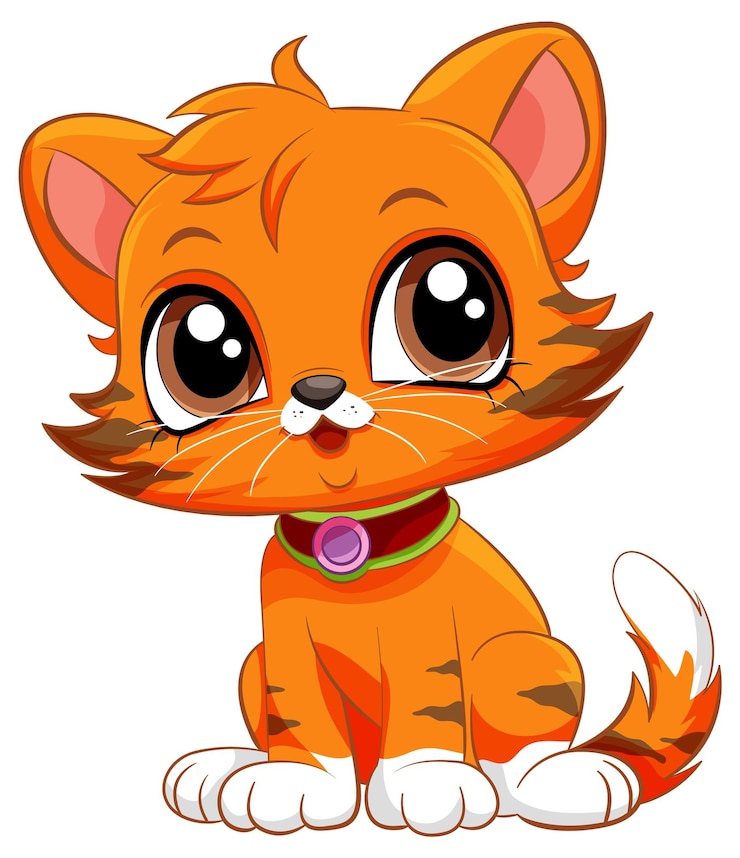 Vecteur gratuit adorable personnage de dessin animé de chat