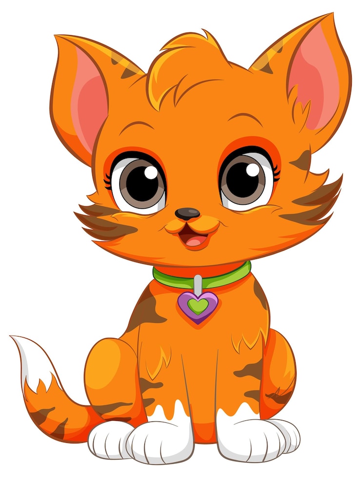 Vecteur gratuit adorable personnage de dessin animé de chat