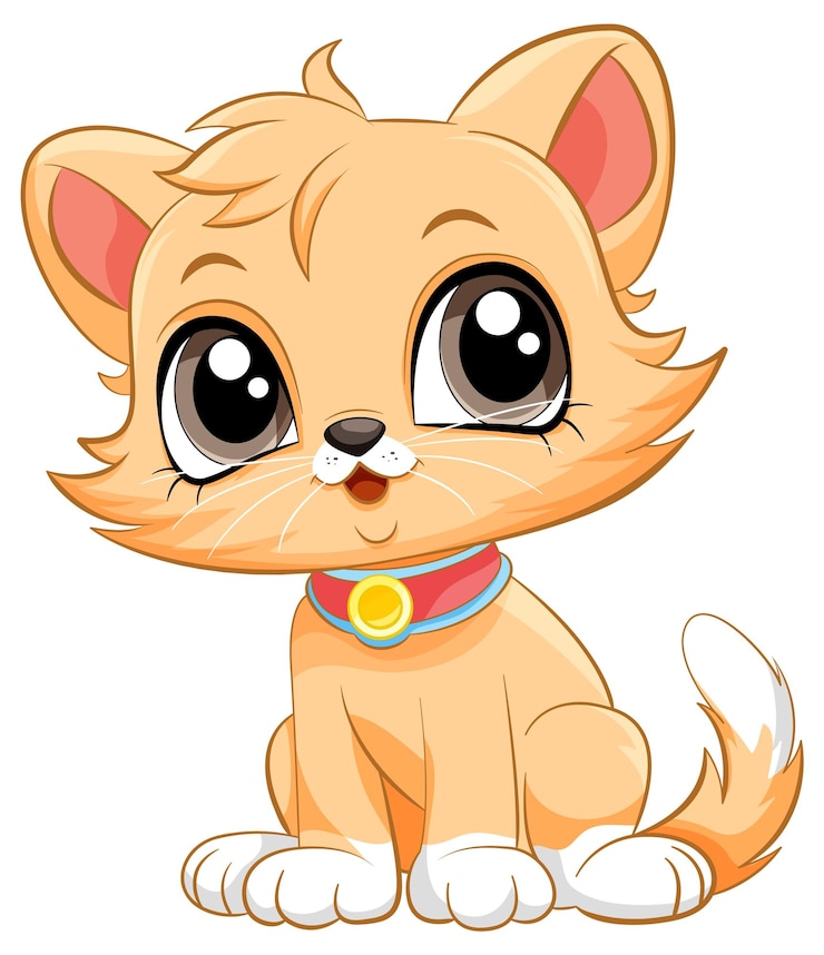 Vecteur gratuit adorable personnage de dessin animé de chat