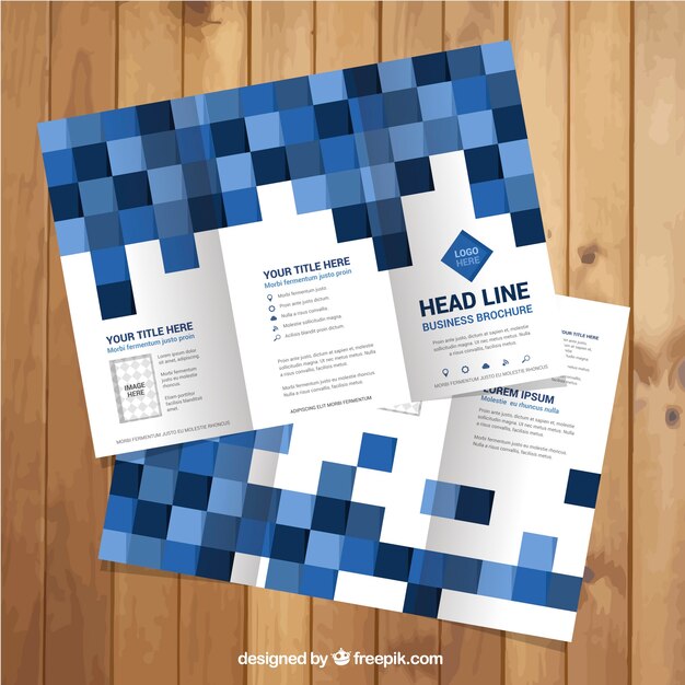 Affaires flyer template avec des carrés dans des tons bleus