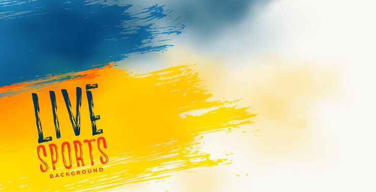 Vecteur gratuit affiche abstraite de sports dans des couleurs bleues et jaunes