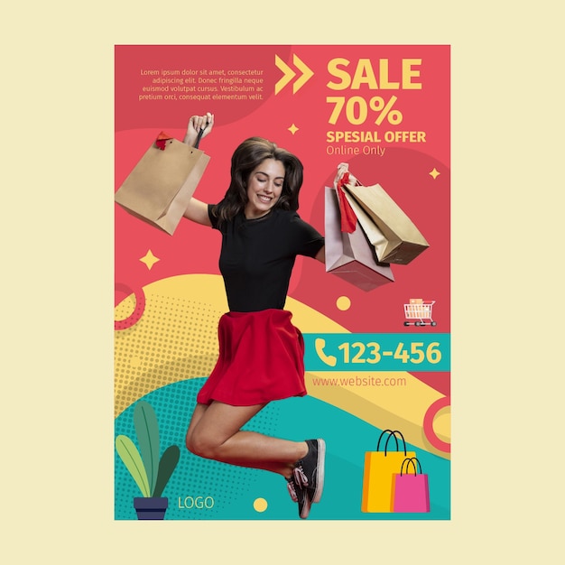 Vecteur gratuit affiche d'achat en ligne