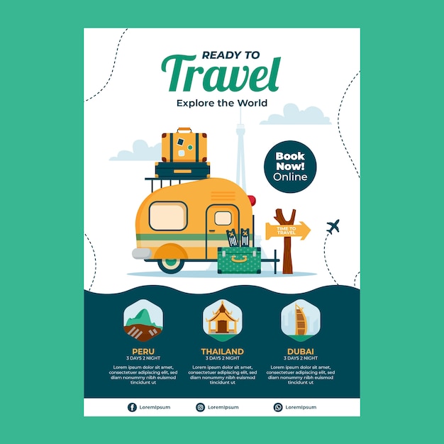 Vecteur gratuit affiche d'agence de voyage dessinée à la main