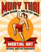 Vecteur gratuit affiche d'arts martiaux muay thai