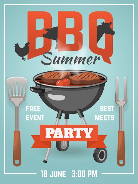 Vecteur gratuit affiche de barbecue d'été