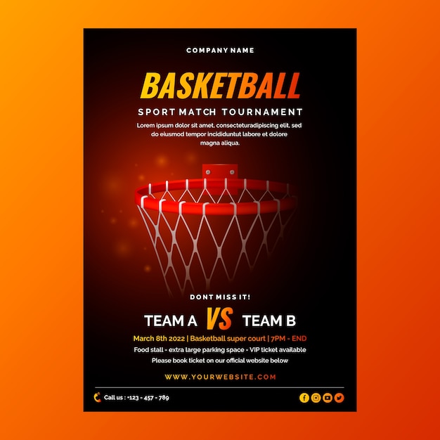 Vecteur gratuit affiche de basket-ball réaliste