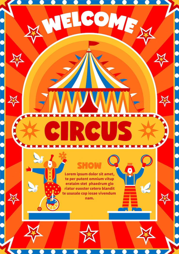 Vecteur gratuit affiche de bienvenue du spectacle de cirque