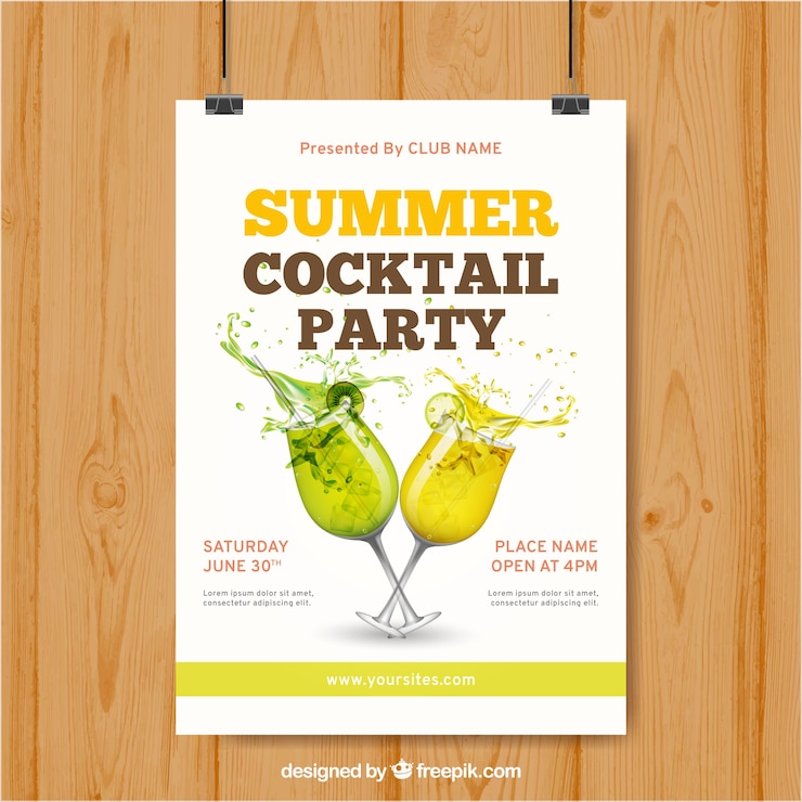 Vecteur gratuit affiche avec des boissons d'été pour la fête