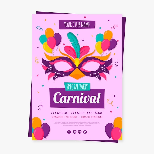 Affiche De Carnaval Brésilien Avec Un Beau Masque Illustré