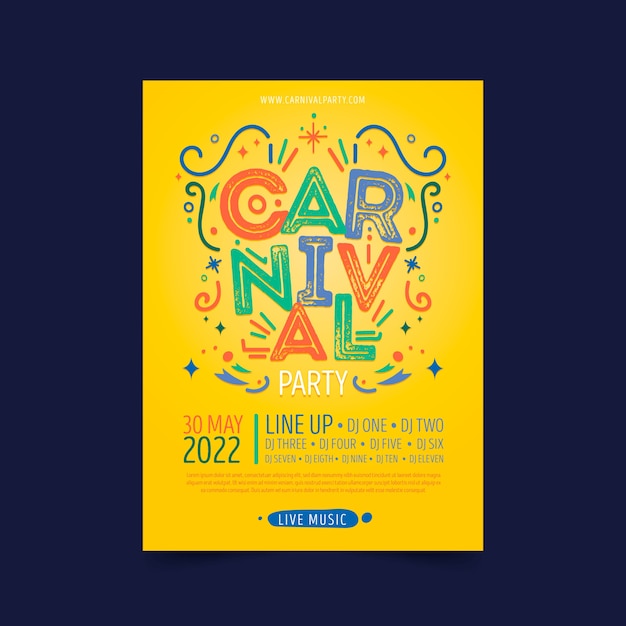 Vecteur gratuit affiche de carnaval coloré dessiné à la main