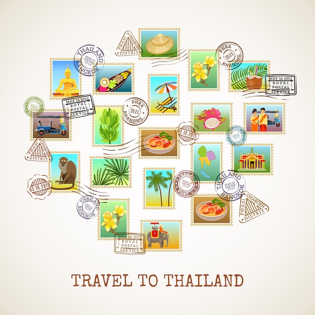 Affiche de carte postale de la Thaïlande