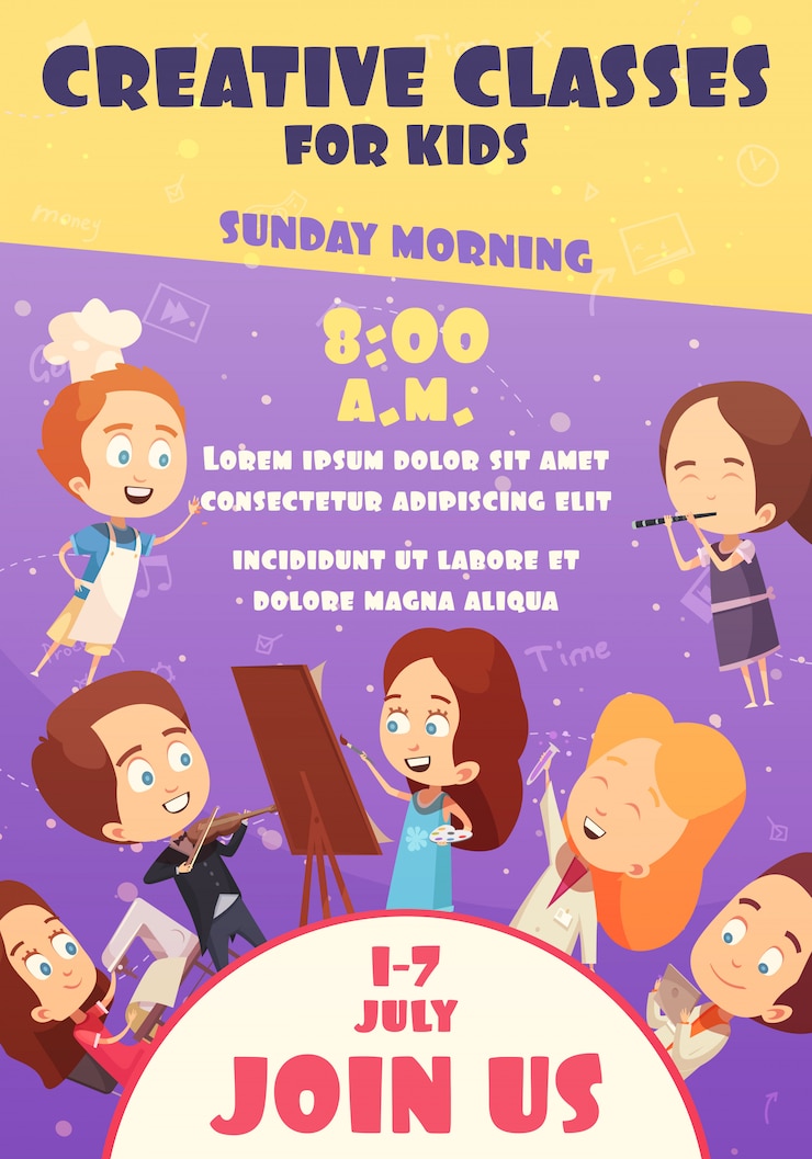 Vecteur gratuit affiche des classes d'enfants