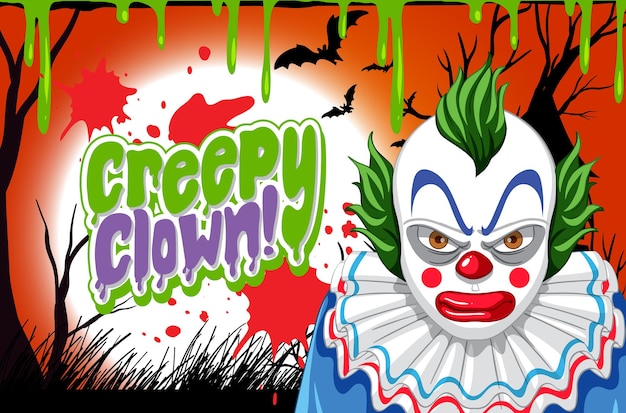 Vecteur gratuit affiche de clown effrayant avec un personnage de clown tueur